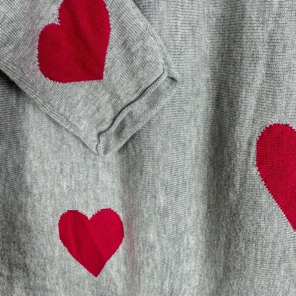 Brit.NY Grey & Pink Heart Sweater Cashmere Rayon Nylon Valentines Date Night L - Picture 4 of 9